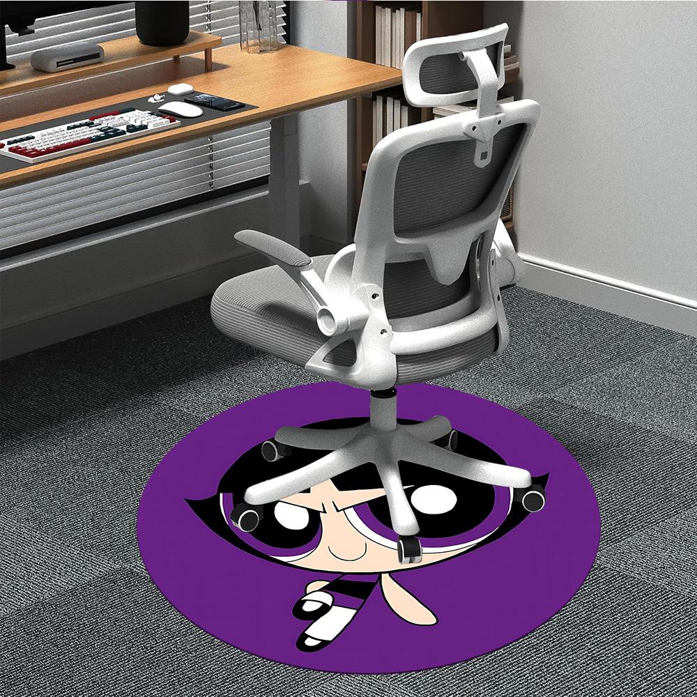 Powerpuff Girls Office Round Area Rug, Indoor Mat Suitable For Office, Under Office Chairs Bedroom Living Room Home Decor, Room Deco154 80cm by 80cm