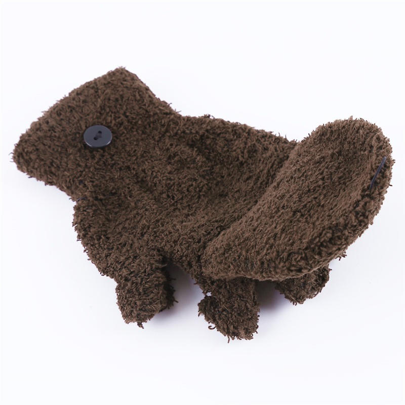 Halbfingerhandschuhe Multifunktional Umschlagbar Niedlich Korallenfleece Warm Kältefest Weich Bequem Damen Winter Warm Damen Handschuhe