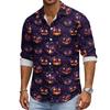 Men's Casual Long Sleeve Halloween Print Button Down Shirt Relaxed Fit Lightweight Breathable Fabric Comfortable Daily Wear
