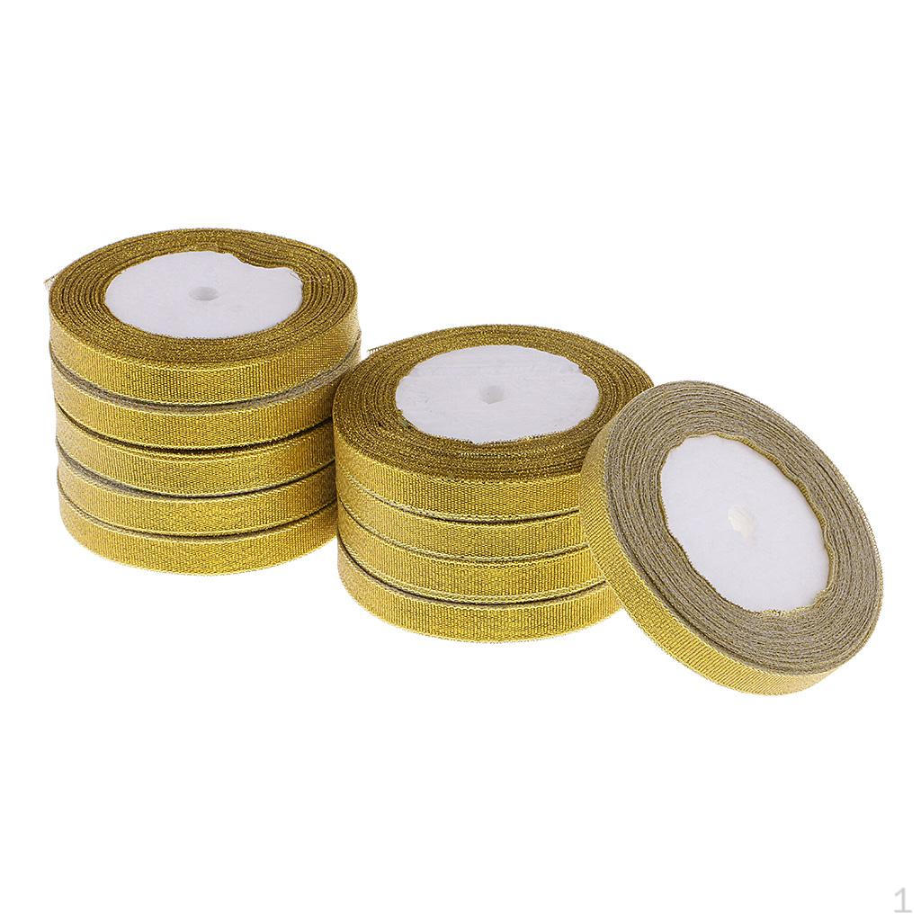 10 Рулонов 250 Ярдов Лента для Рукоделия, Ленточная Лента, Швейная, Декорация Свадебного Торта Gold 12mm