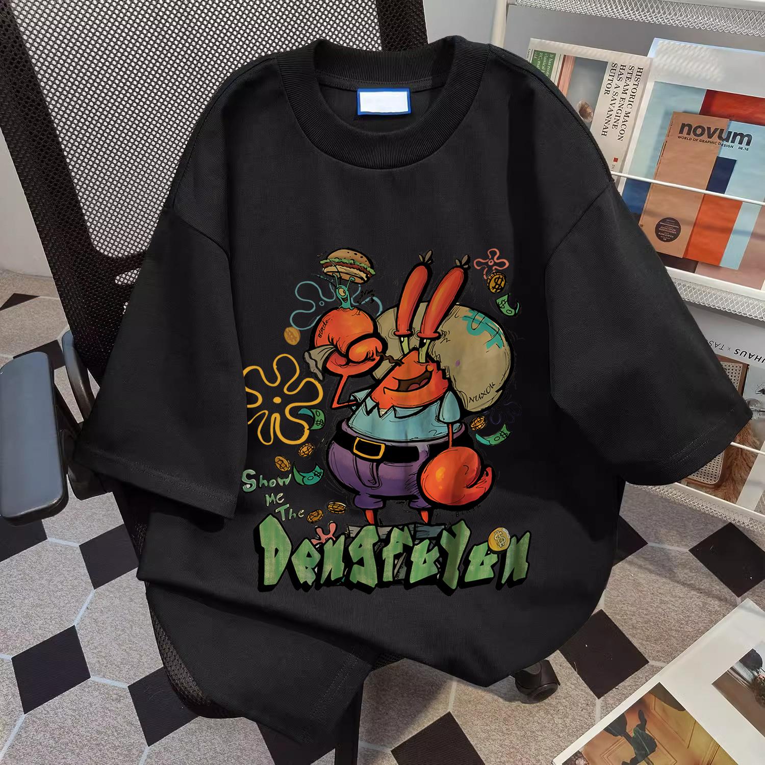 

Short Sleeve TShirt Mens Summer 2025 New Cotton Loose Ins Crab Boss Casual Cartoon Short Sleeve Boys TShirt 3XL