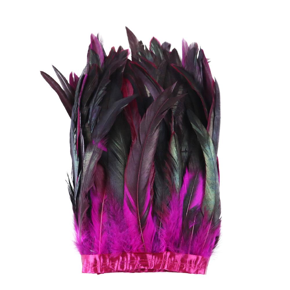 2M Cock Tail Feather Cloth Edge Decoration 25-30Cm 10-12 Inch Chicken Feather Ribbon Wedding Party Decoration Dress