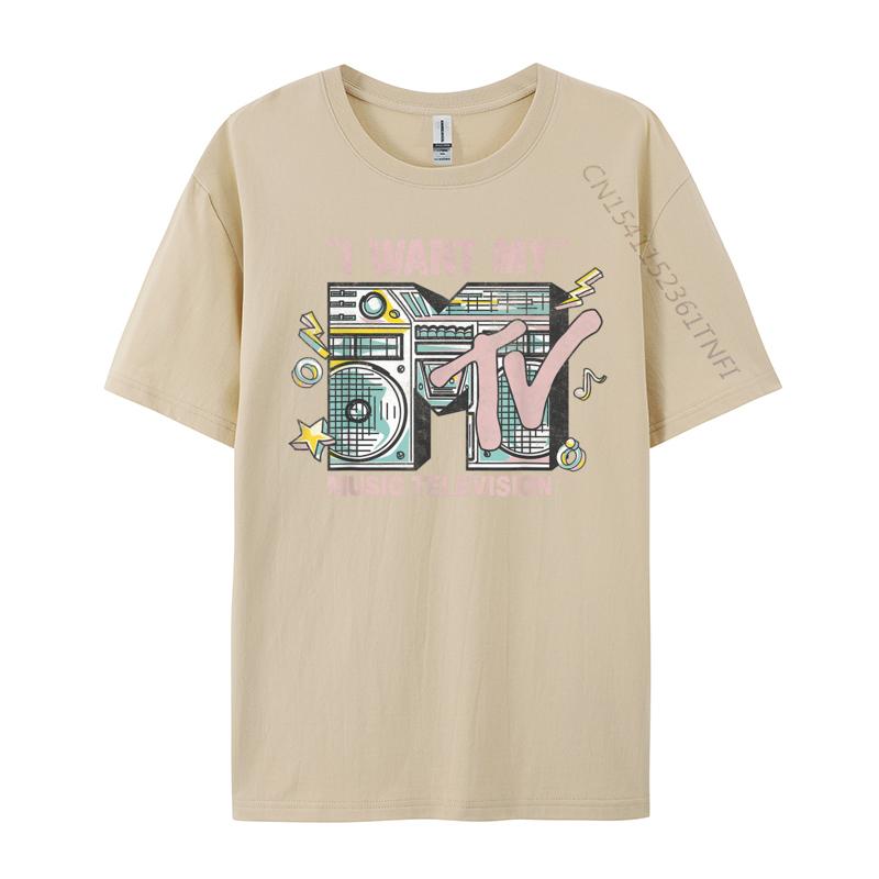 I Want My Retro Boombox Casual T-Shirt Tops & Tees Cotton Men Design Tops & Tees Top Quality Harajuku