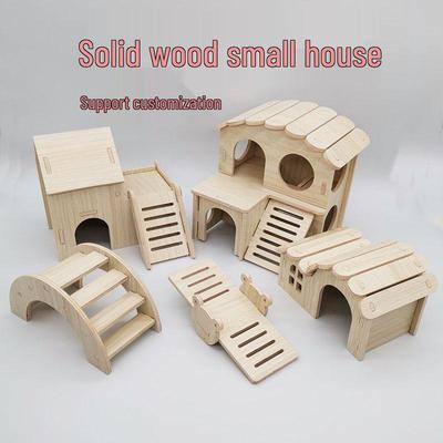 Doppelschichtiges Hamsterhaus aus Massivholz mit Schaukel & Wippe