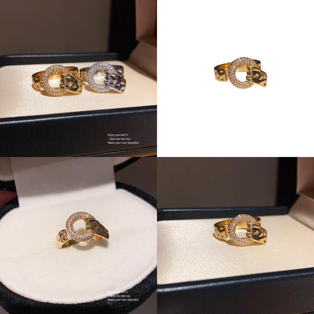 Minimalist Geometric Open Ring For Women With Copper Zirconium And Elegant Design