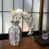 High-End Retro Blue and White Octagonal Porcelain Vase for Home Decor
