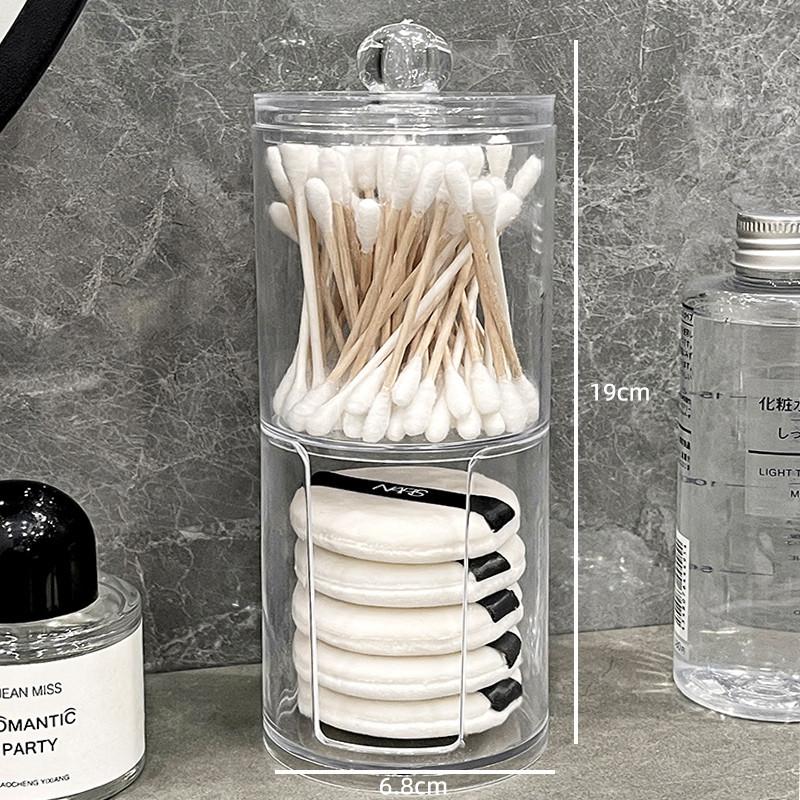 Cotton Pad Storage Box, Cotton Swab Box Holder, Household Transparent Cover Acrylic Desktop Powder Puff Organization Box
