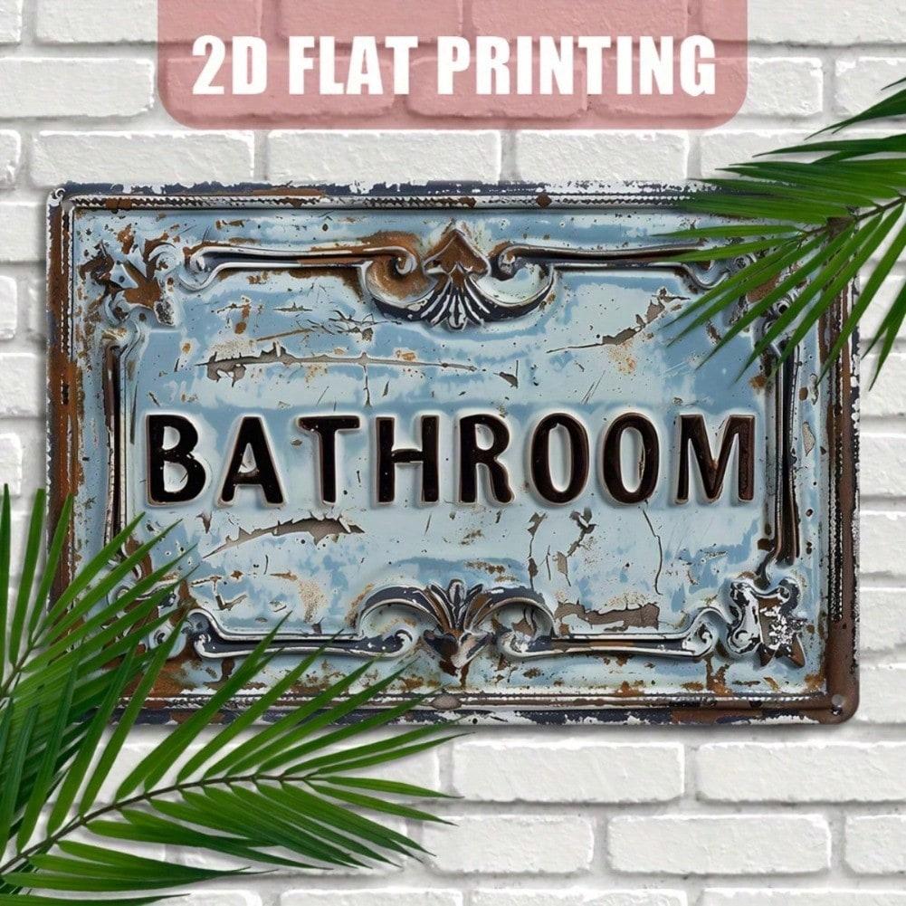 

Vintage Metal Bathroom Sign Farmhouse Wall Decor Rustic Porch Art Durable Holiday Gift 20x30 разноцветный