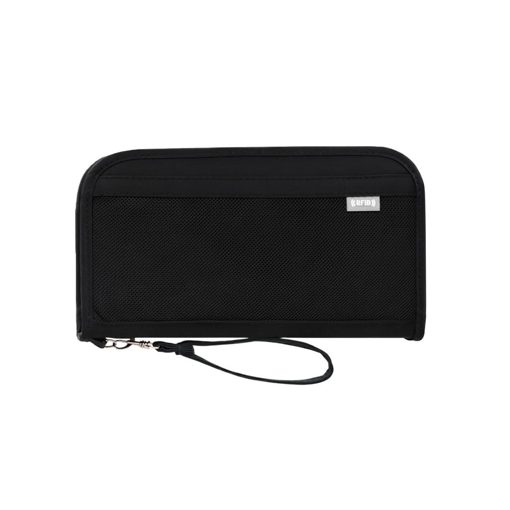 Travel Passport Holder Wallet RFID Blocking Document Organizer Zippered Security Case Wrist Strap for Cards Cash and Important Papers