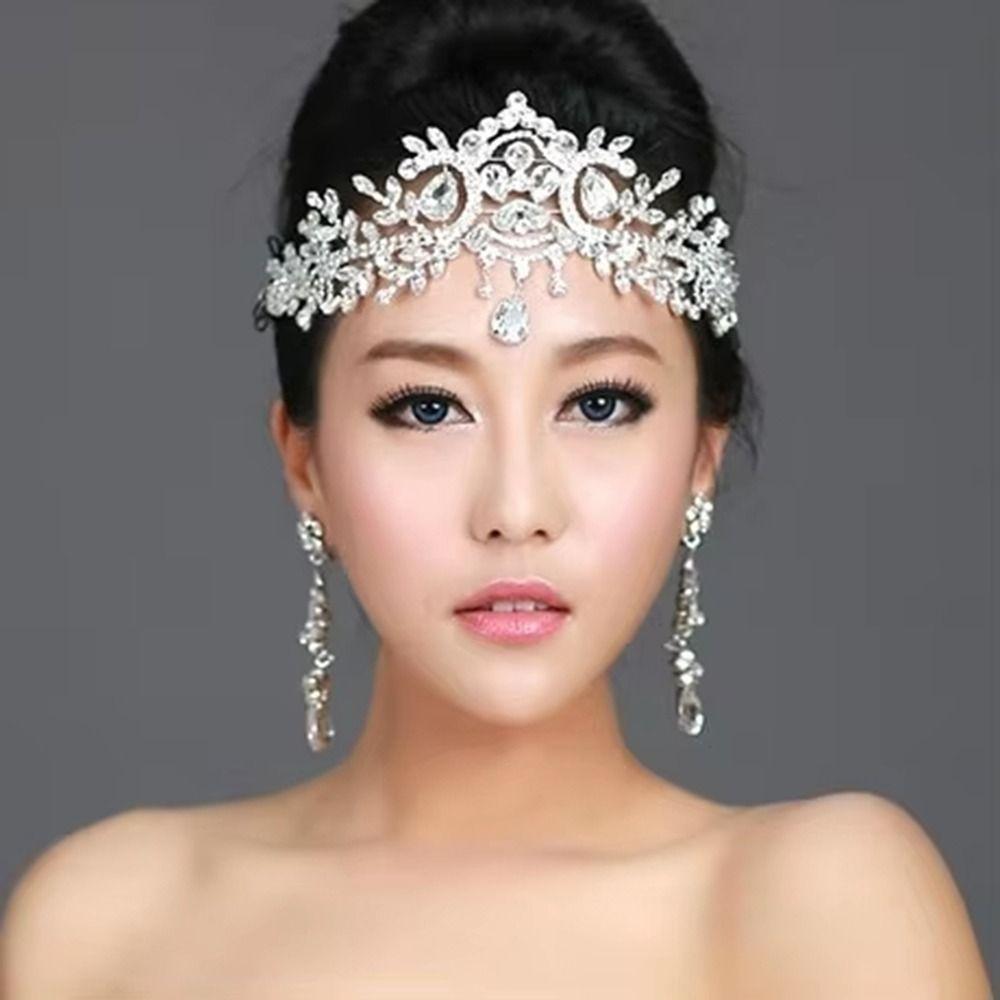Sparkling Rhinestone Headdress Luxury Bridal Tiaras Head Chain Women Hair Jewelry  Bridal Party