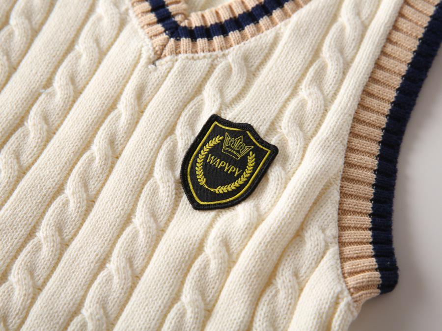 2026 Autumn Boys' Wool Vest: Baby Badge Personalized Sweater