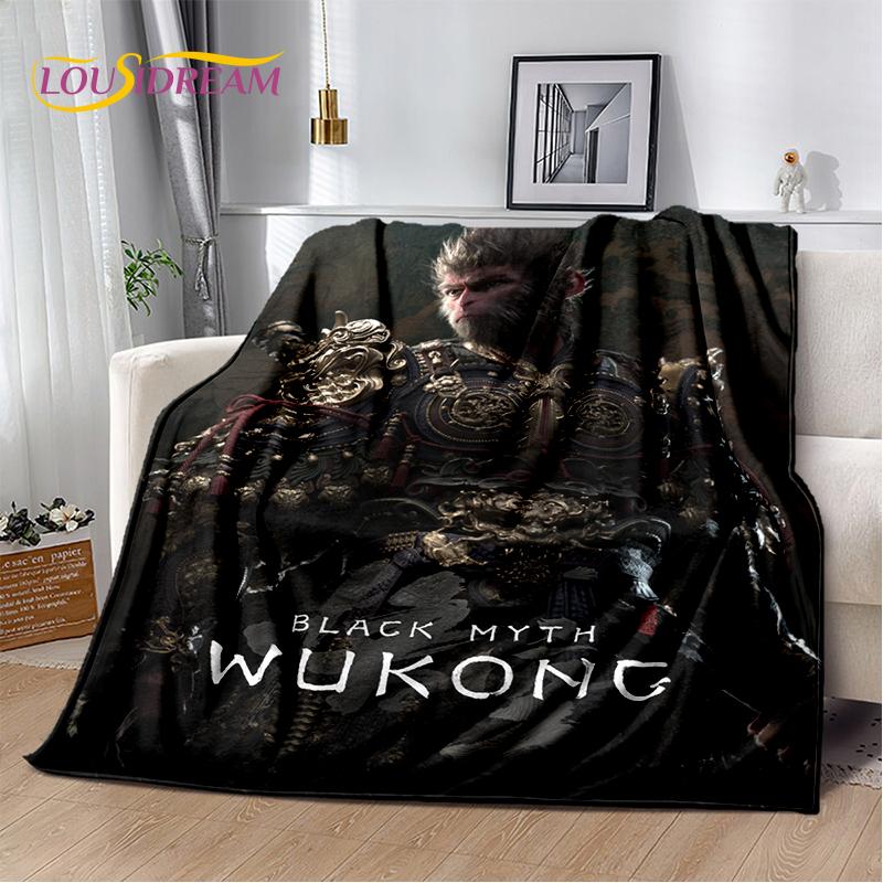 3D Black Myth Wukong Monkey King Cartoon Game Soft Blankets,Throw Blanket Comfortable Blanket for Picnic Beds Sofa Home Bedroom