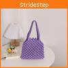 New Summer Style Hollow Cotton Thread Woven Bag Pure Color Straw Bag For Vacation Medium Size Characters)