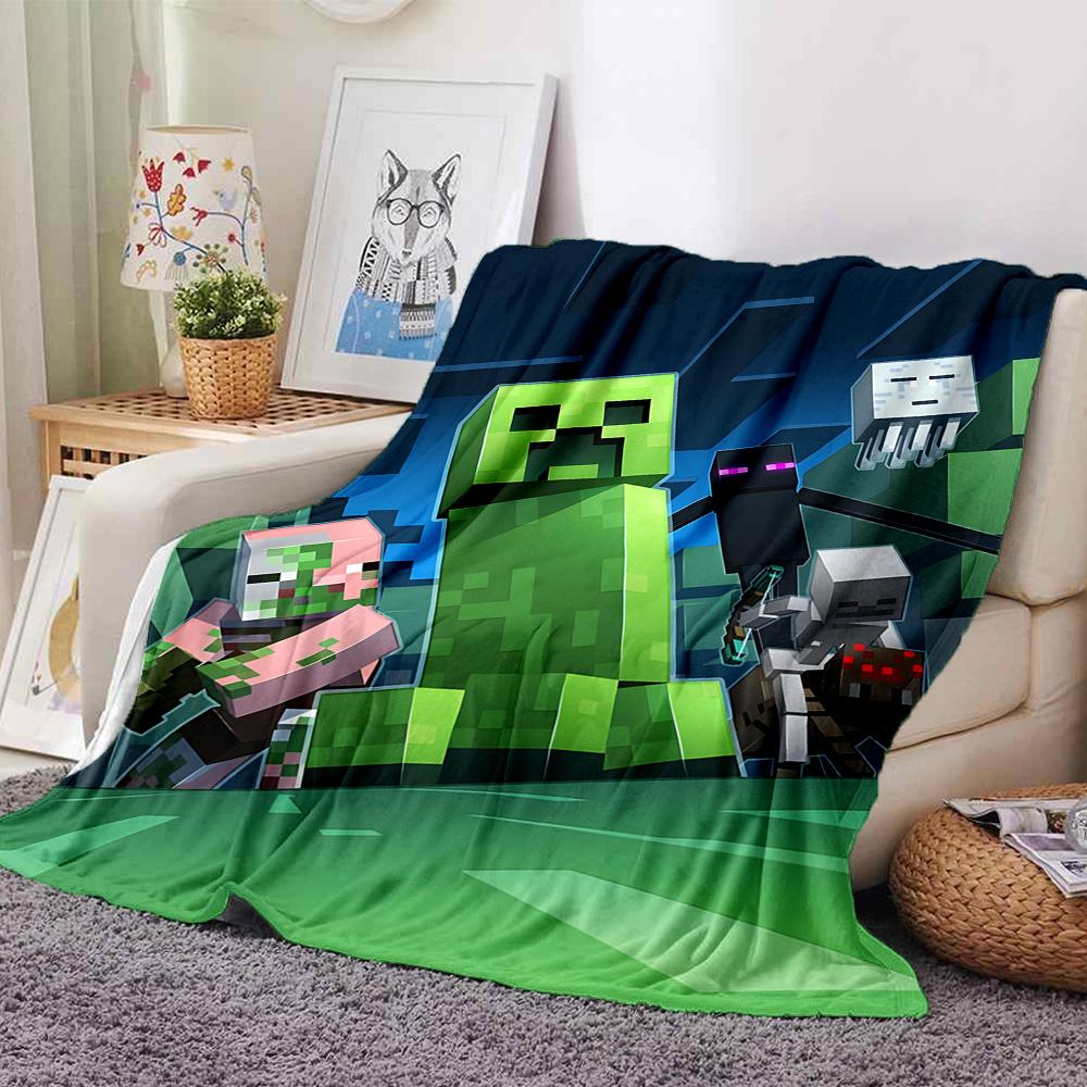 1pc Minecraft Pixel Characters Adventure flannel Blanket for Super Soft Cute Comfort Blanket for Travel Bedding Couch Sofa Blanket Y73049