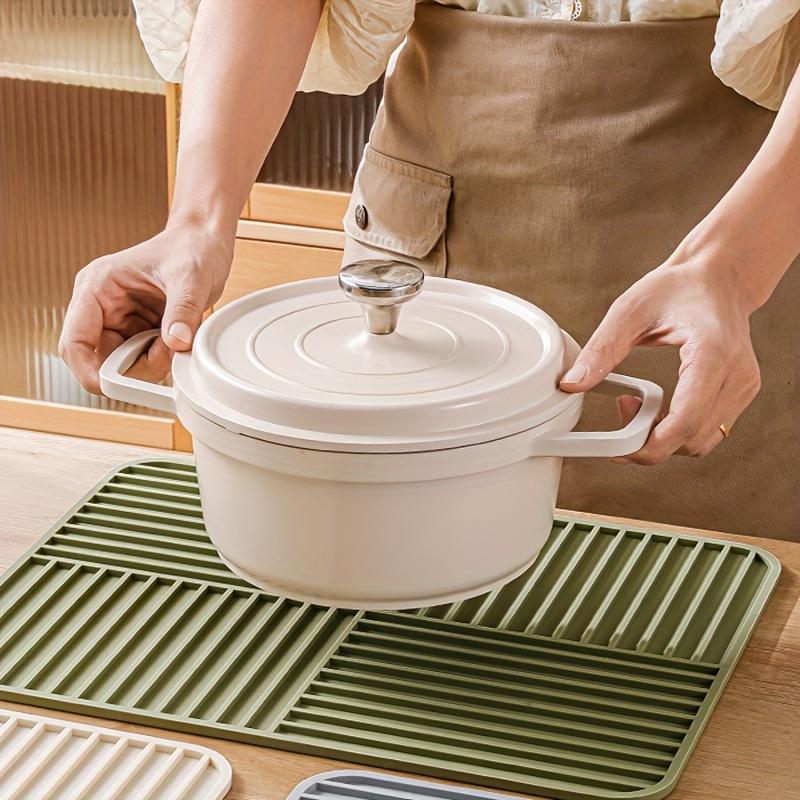 1Pc Foldable Dish Drying Mat Silicone Drain Mat For Kitchen Tableware Non-slip Drying Pad Dish Drain Mat Quick Draining For Home