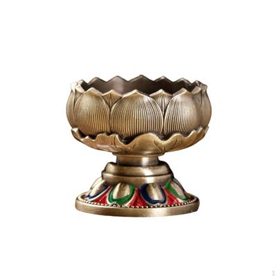 Alloy Tealight Candle Holder Butter Lamp Base Table Centerpiece Delicate Lotus Shape Ghee