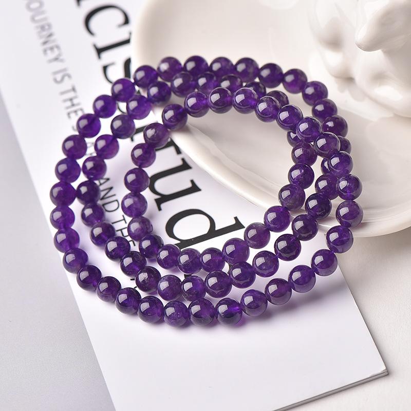 Natural Amethyst Bracelet Wrapped Three Times Uruguayan Amethyst Multi-loop Bracelet Beaded Finished Crystal Jewelry