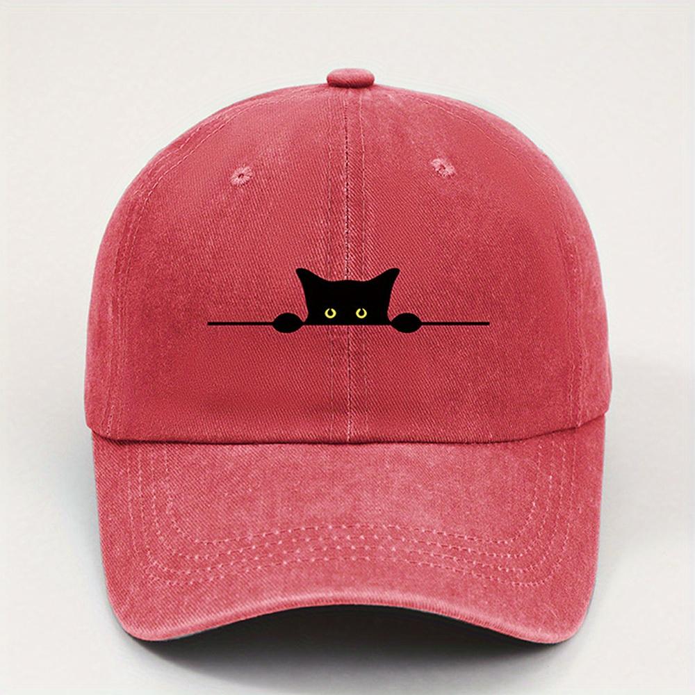 cute black cat printed baseball cap for Unisex and Women washable casual outdoor caps breathable for summer student sun hat