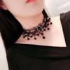 Black lace necklace Gothic lace necklace crystal pendant Halloween cosplay party diamond necklace women's jewelry