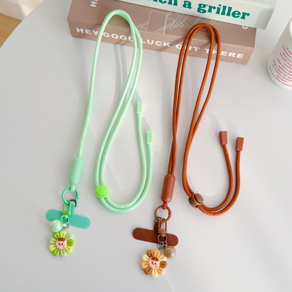 Brand-New Adjustable Mobile Phone Lanyard, Crossbody Long Rope, Neck Lanyard, Fashionable Cartoon Sunflower Universal Pendant