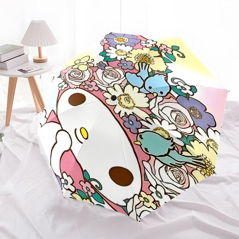 

1pc Hello Kitty Floral Umbrella - Automatic Opening & Closing, Foldable Design, Outdoor Use, Festival Gift for Fans, Travel, Daily Use.N014