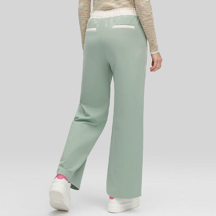 Fila Solid Color Mid Waist Elastic Straight Loose Casual Pants Women Pants Moss-Green F11W414609F-KK