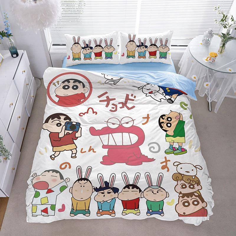 Crayon Shin-chan modern style quilt cover pillowcase large cartoon bedding set, home bedroom room decoration, boy and girl gifts