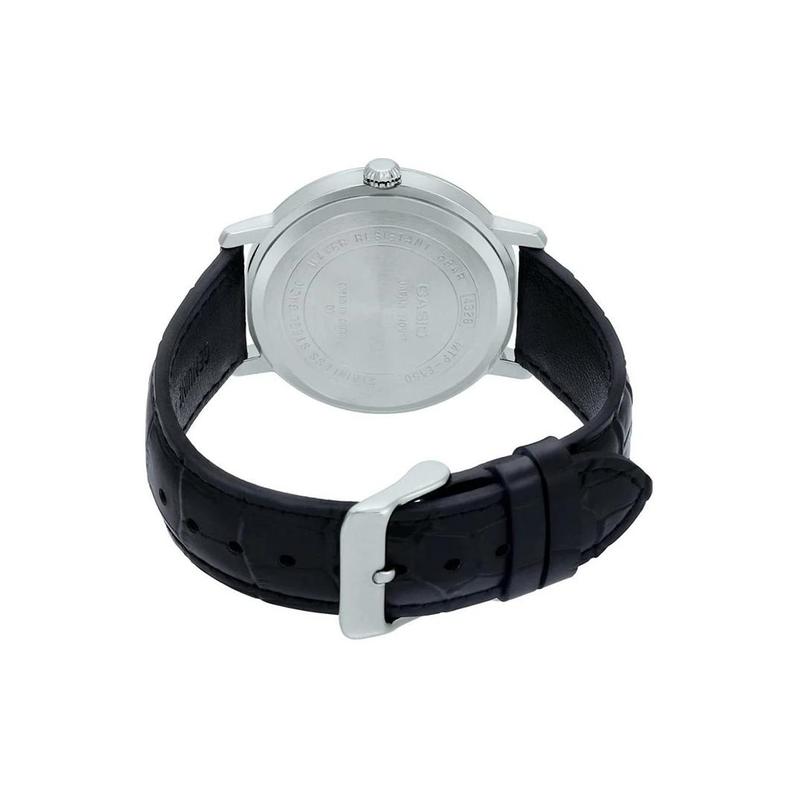 Casio STANDARD Series 50m Waterproof Quartz Movement Leather Strap Japanese and Korean Watch Men's Watch Black Dial MTP-E150L-1B