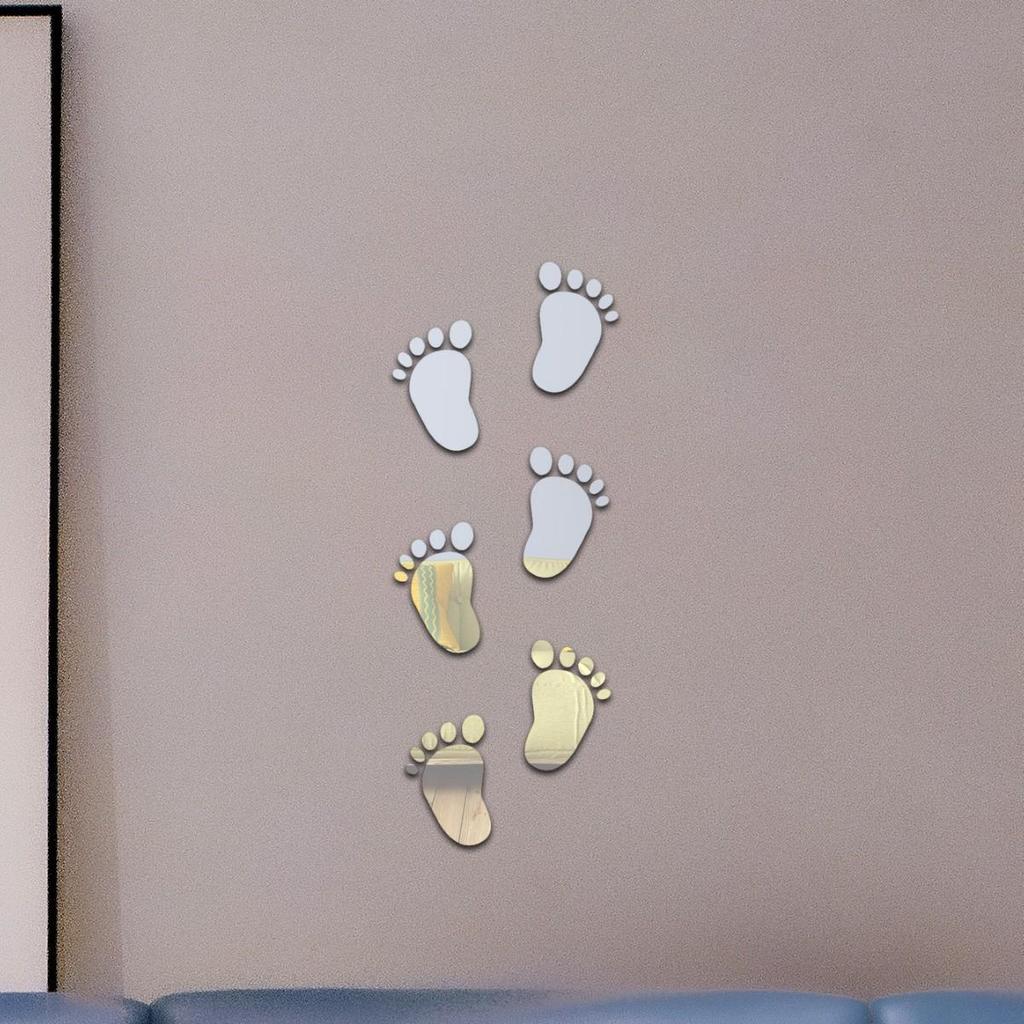 Cute Baby Footprint 3D Acrylic Wall Stickers for Living Room, Bedroom, and Stairwell Decoration