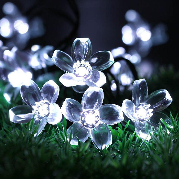 7M/12M Sakura Solar String Lights Garland Lawn Lamp Waterproof Christmas Garden LED Cherry Blossom Fairy Outdoor Lighting Decor