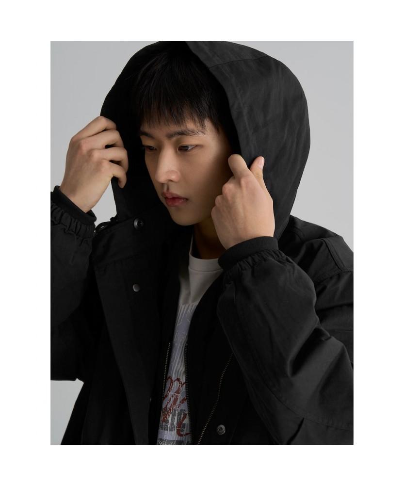 8seconds Liner Detachable Fishtail Hooded Long Jacket Black