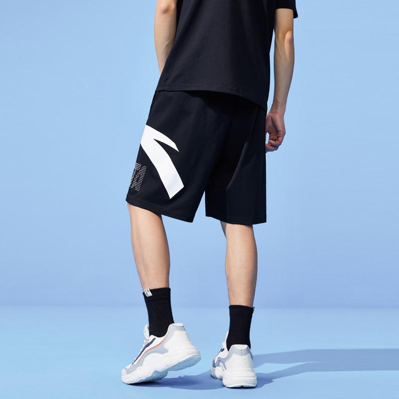 Anta American Vintage Logo Print Knitted Sports Casual Shorts Men Shorts Black 952328310-1