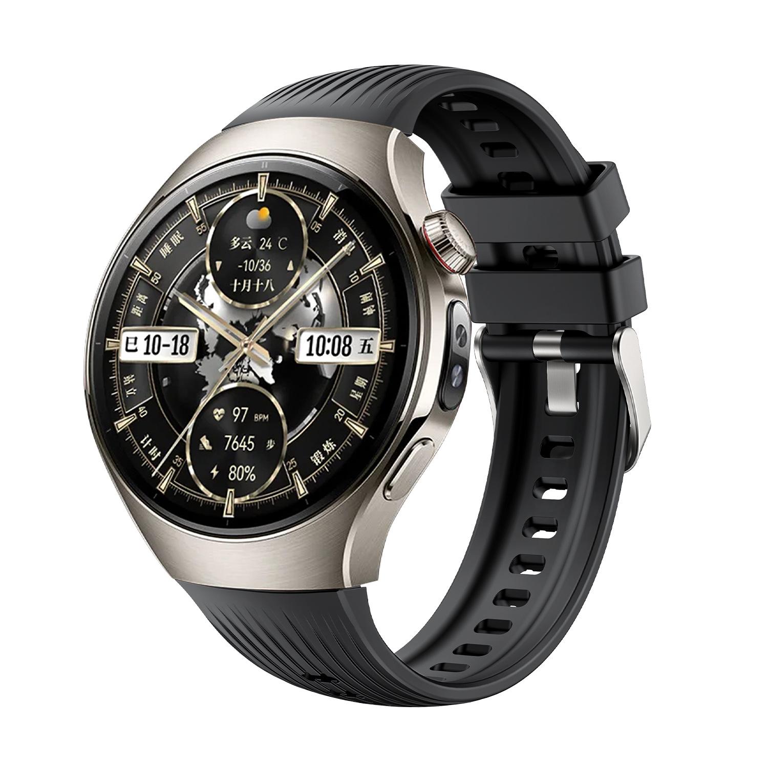 

Силиконовый ремешок для Huawei Watch 5 46 мм, мягкий резиновый браслет для Huawei Watch 5 42 мм, браслет для смарт-часов Huawei Watch 5 46mm чёрный