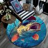 Bass Fish Round Area Rug,Carpet Rug for Living Room Bedroom Sofa Playroom Decor,Non-slip Floor Mat