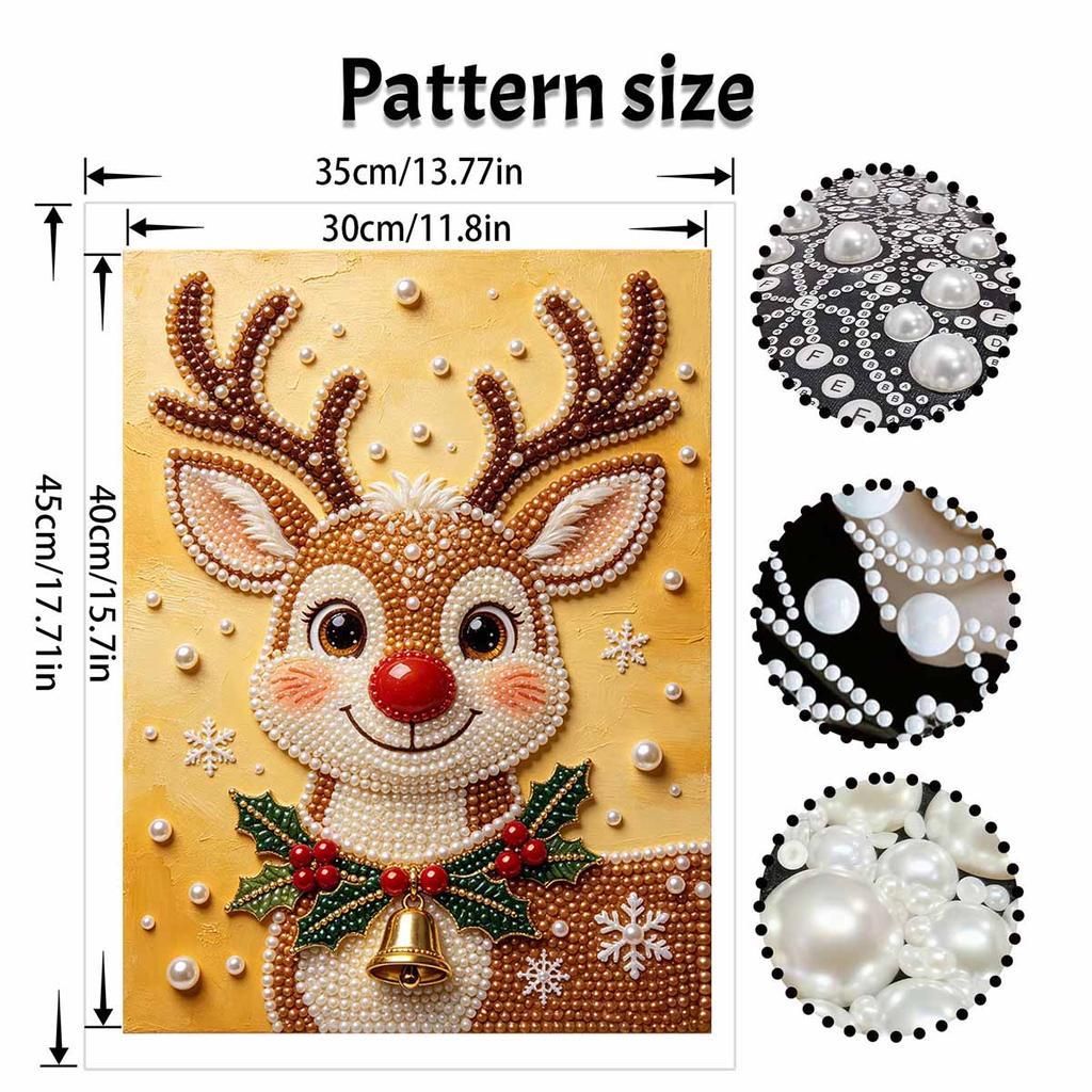 Christmas Pearl Painting Kit Handmade DIY Reindeer Mistletoe Bell Home Decoration Painting