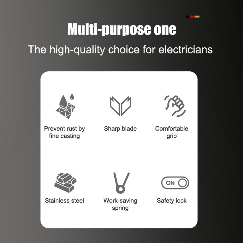 Electrician Plier 8-in-1 Multifunctional Versatile Wire Stripping Pliers Electricity Measurement Non-slip Wire Stripping Plier