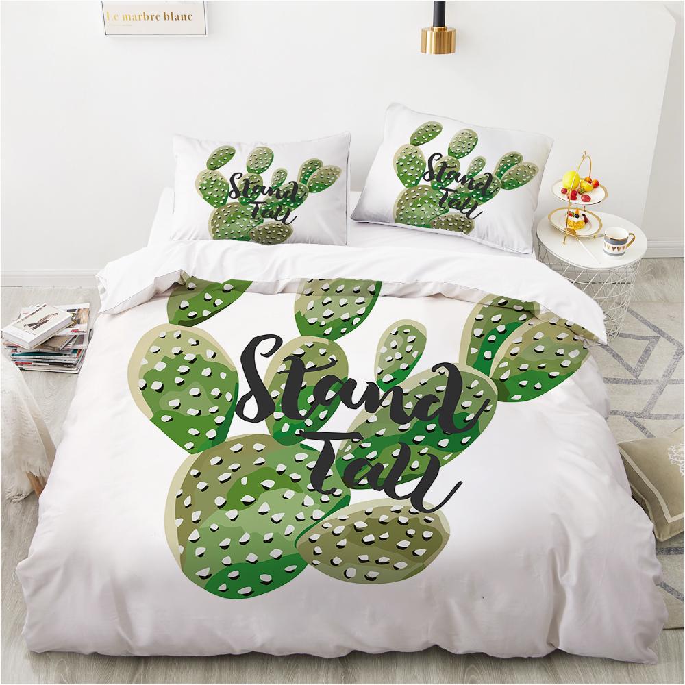 Floral Cactus King Queen Duvet Cover Watercolor Tropical Plants Bedding Set for Teen Adults Flowers 2/3pcs Polyester Quilt Cover