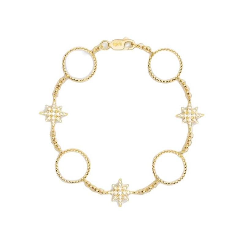 APM Monaco Bracelet Shining circle six-pointed star personalized and versatile design, white gold synthetic cubic zirconia bracelet, women s YB5467XNA золотой