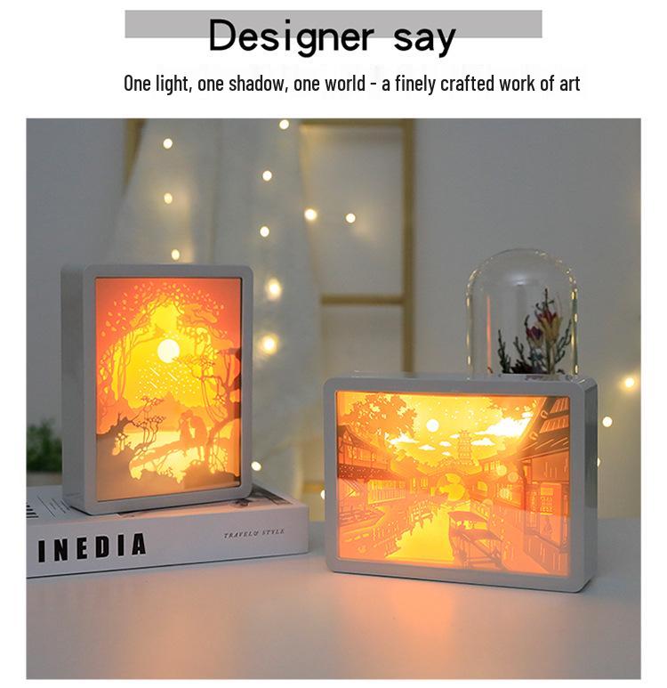 3D Paper Carving Night Light - Creative Shadow Lantern