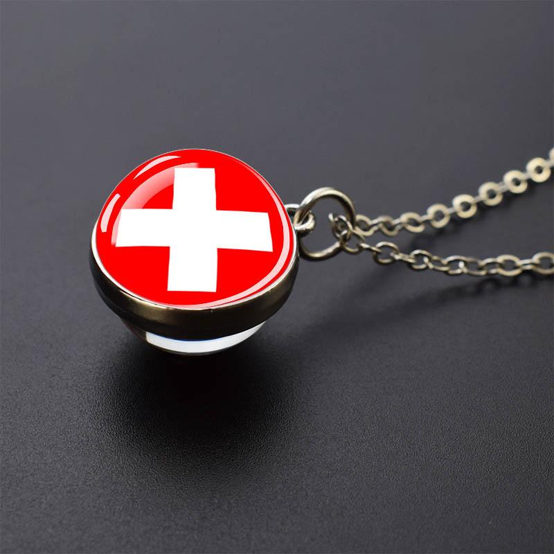Countries Flag Glass Ball Necklace Russia France Spain UK Italy Poland Ukraine Flag Pendant Necklace Travel Gift