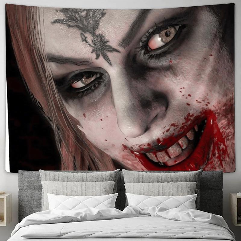 Horror Style Decorative Wall Hanging Witch Theme Tapestry with Detailed Design