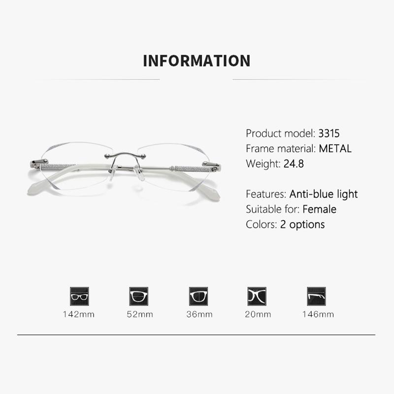 New Model Diamond-cut Edge Frameless Near-sighted Glasses With Star-like Fine Glittering Effect 3315