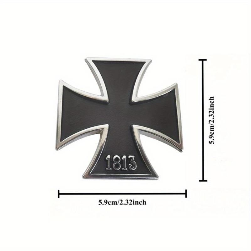 2 pièces Croix Métal Chromé Allemagne 1813 Malte Vertu Symbole Médaille Croix Emblème Moto Voiture Style Badge Autocollants Décalcomanie Auto Pat