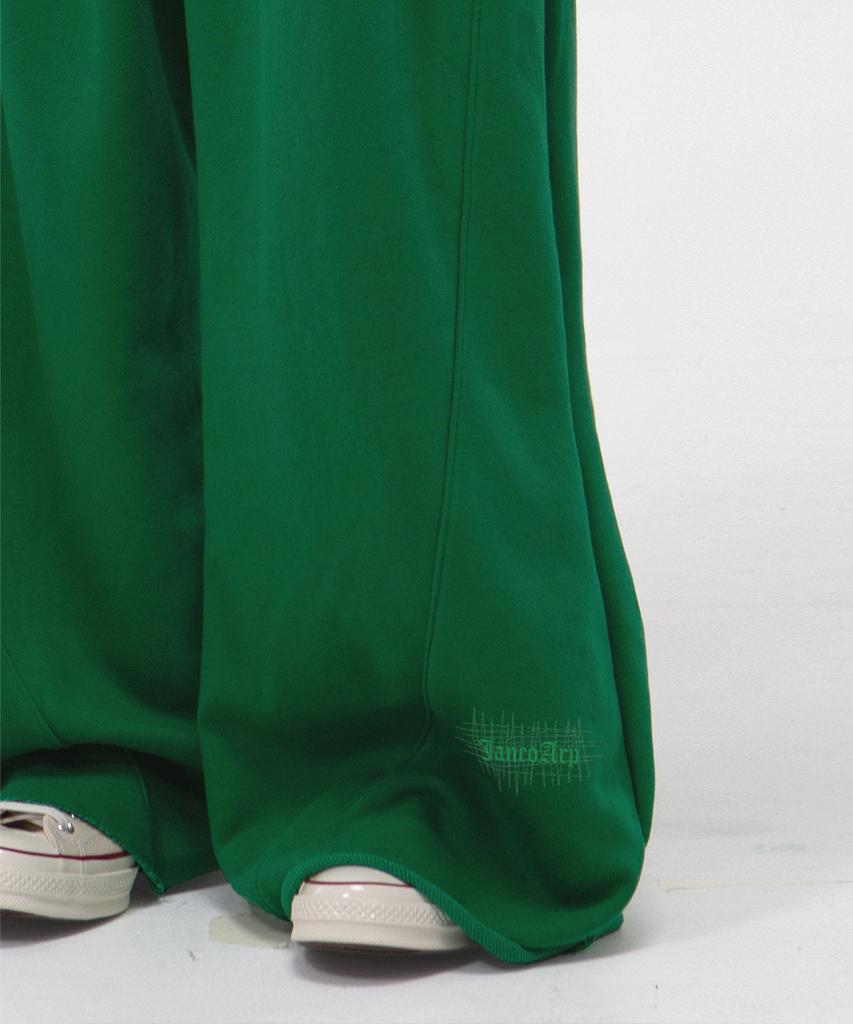 Yankoaleupeu Diploma Embroidered Wide Double-Pleat Sweatpants - Green