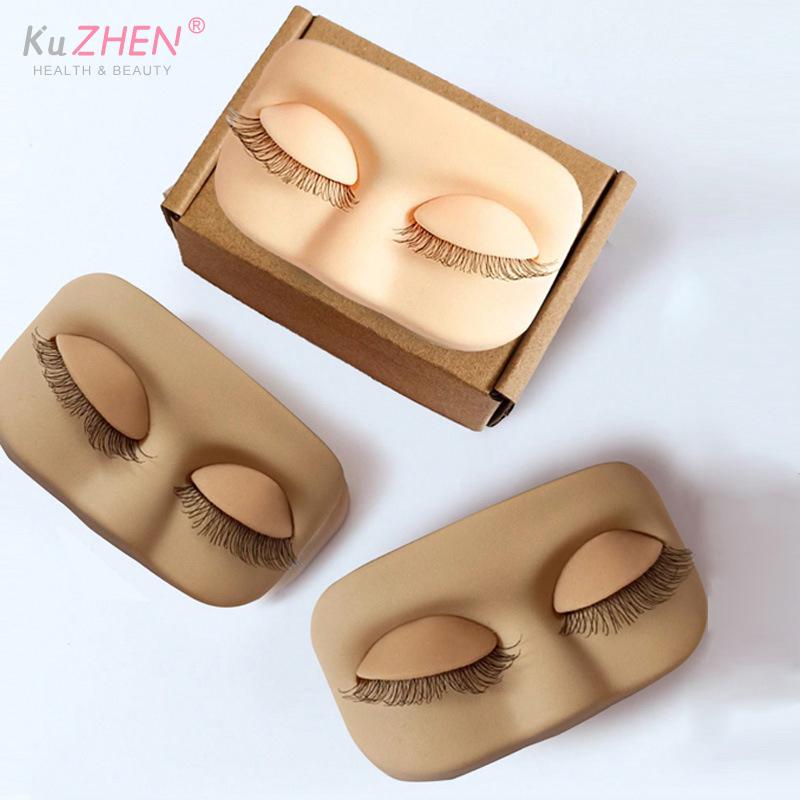 PVC Mini Lash Flat Model Head Practice Eyelash Extension Training Head With Removable Replacement Eyelids With False Eyelashes