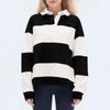Women's Stylish Casual Loose Fit Long Sleeve Pullover Sweatshirt with Zipper and Collar