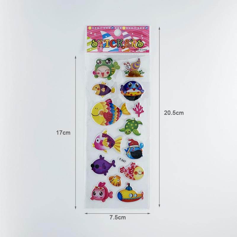 12 Sheets/Pack Kids Stickers Toy Creative Cute Seabed Animals Fishes PVC Sticker for DIY Scrapbooking Diary Phone Stickers