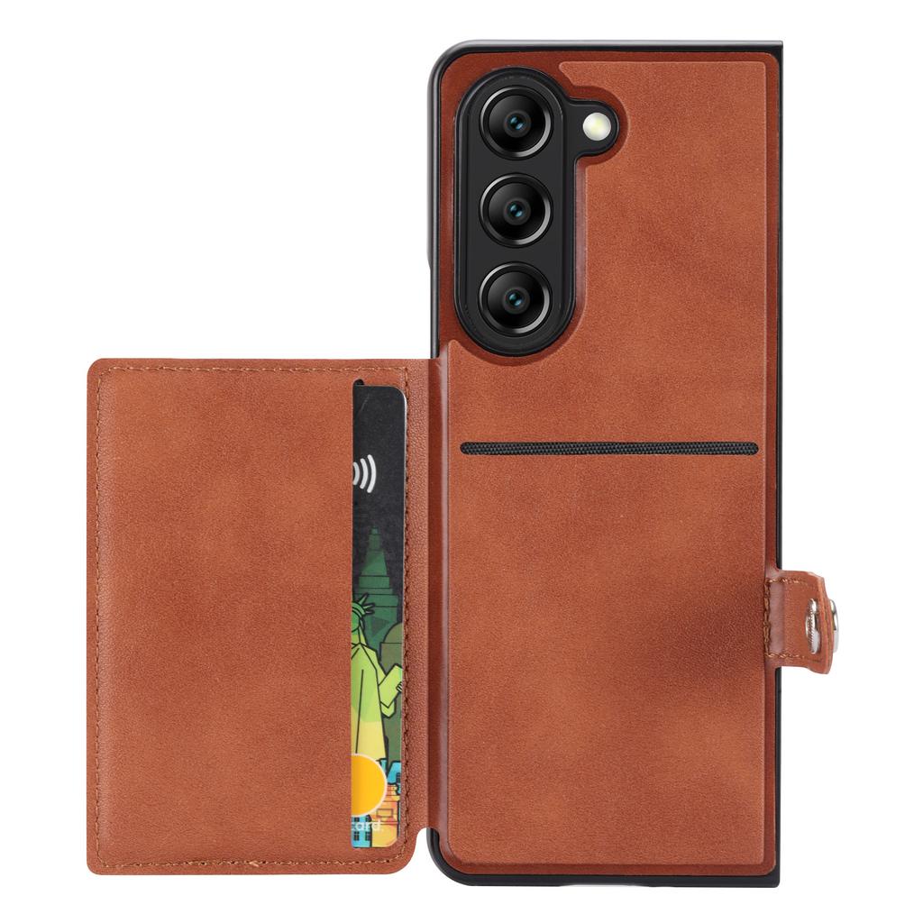 Suitable for Samsung Z Fold6 mobile phone case Z Fold5 lychee pattern insert card bag anti-drop protective case FOLD4