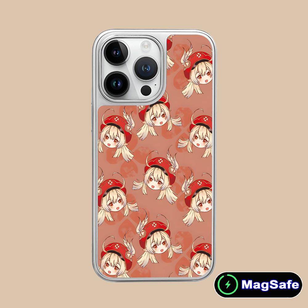 Game GI Klee Mobile Phone Case for iPhone 17 16 15 14 13 12 11 Air Pro Max Plus Magsafe Silver Plating Colorful Cover Cellphones
