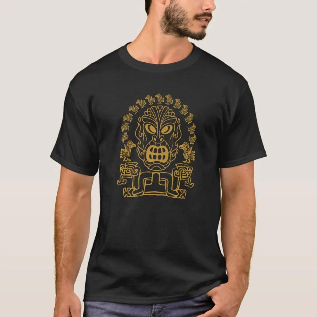 Ethnic Mayan Incas Aztecs Big Mystical Mask 2 T Shirt Vintage Streetwear Stretched Casual Unisex Graphic Homme